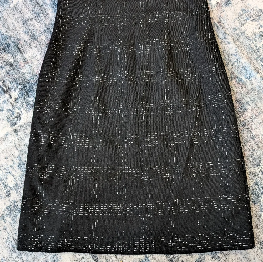 EUC Mossimo Stretch Sleeveless Black & Silver Midi Lined Dress Off Shoulder Sz 4 - Picture 3 of 11